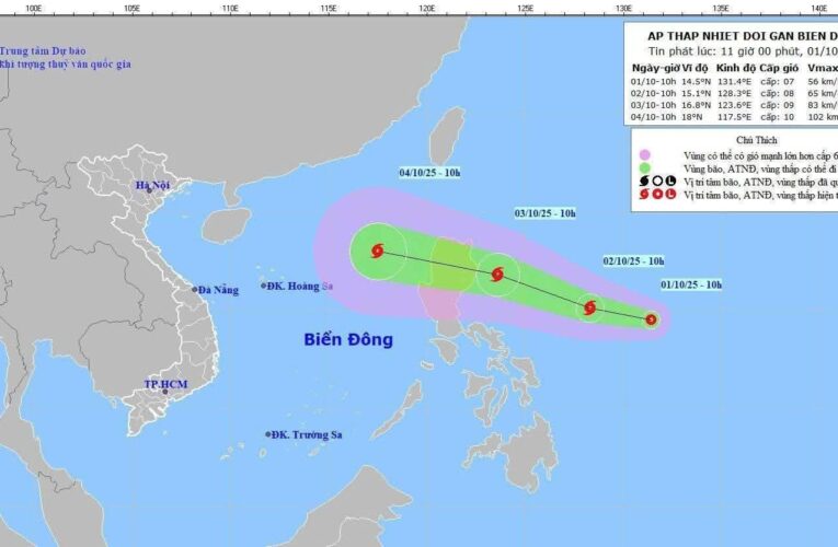 Áp thấp có thể hình thành bão số 11 trên biển đông